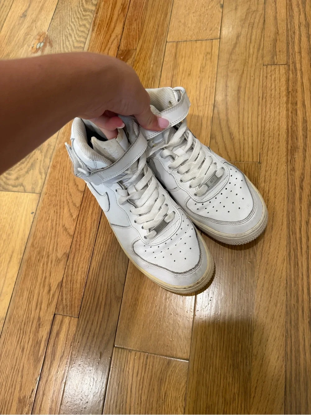 Nike White High-Top Sneakers with Cream Sole